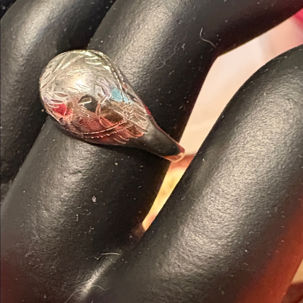 Vintage 925 sterling silver etched ring size 7 - Picture 2 of 5